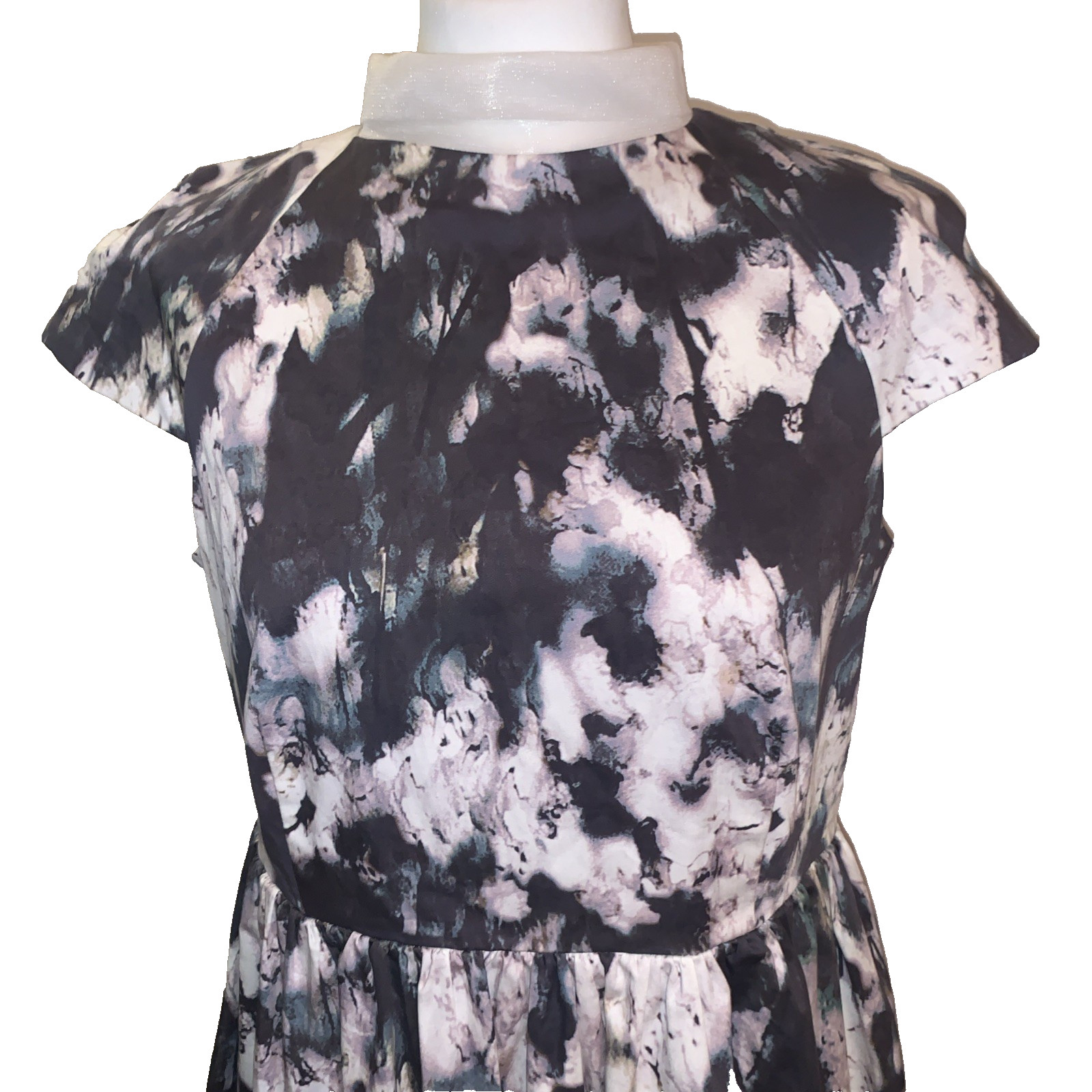 COS Stand-Up Net Collar Abstract Printed Dress. Size 42