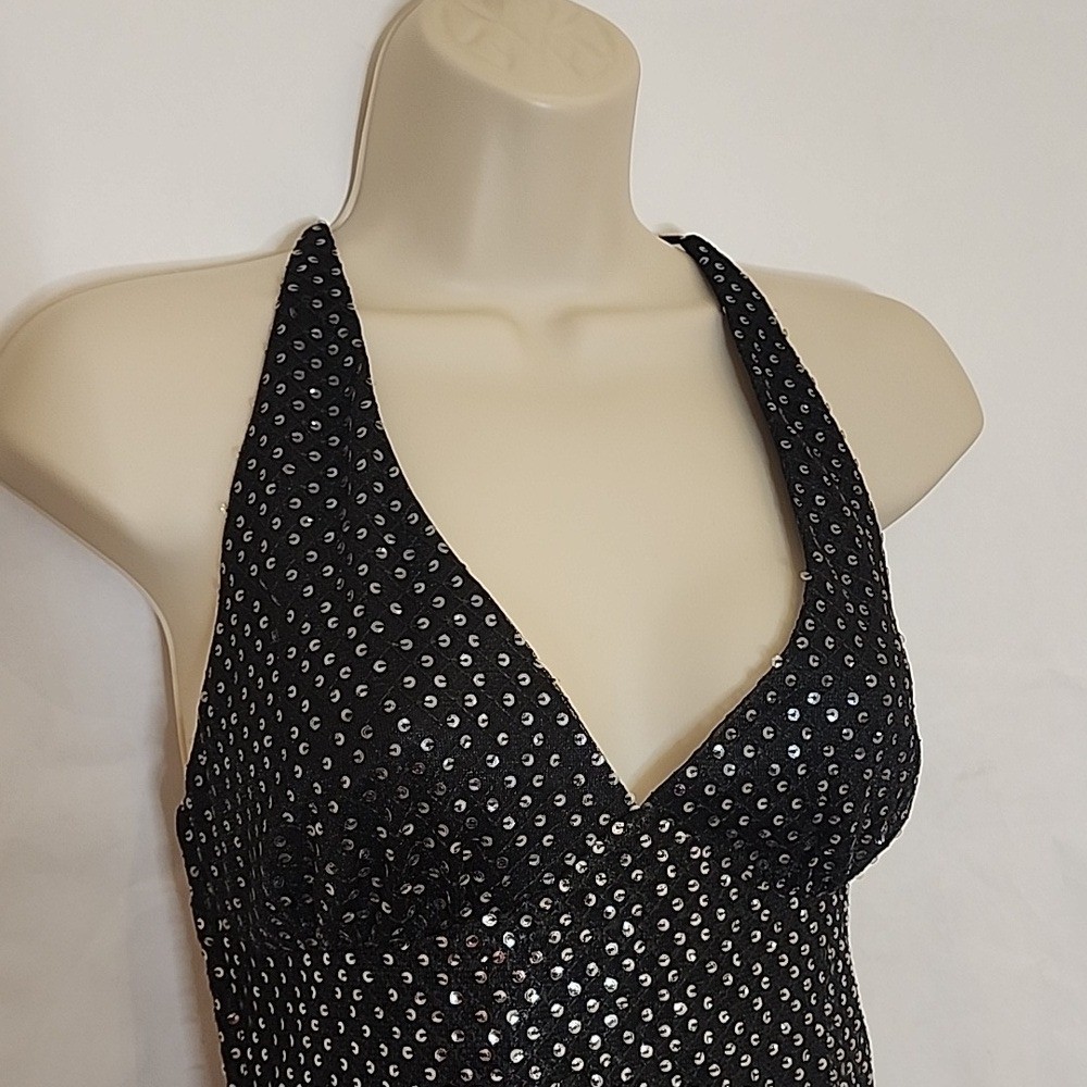 Saints & Secrets Black Sequin Long Gown size M