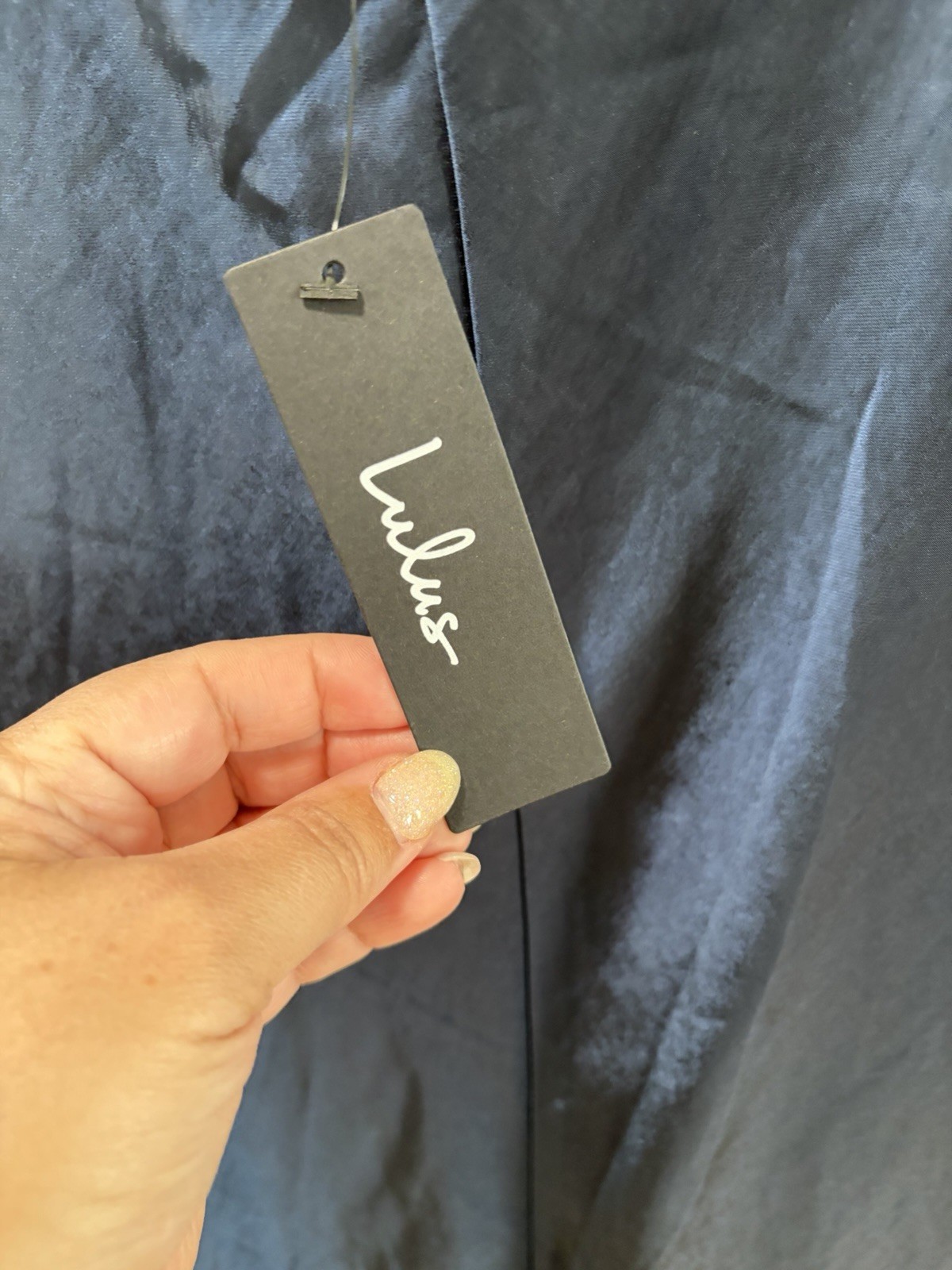 Lulus Love in Your Life NWT size Small Navy Blue Satin Halter Maxi Dress