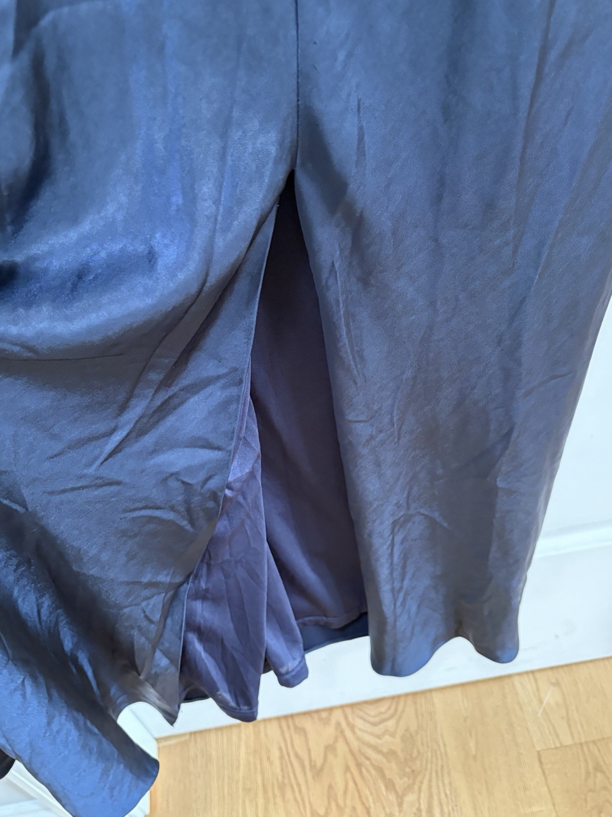Lulus Love in Your Life NWT size Small Navy Blue Satin Halter Maxi Dress