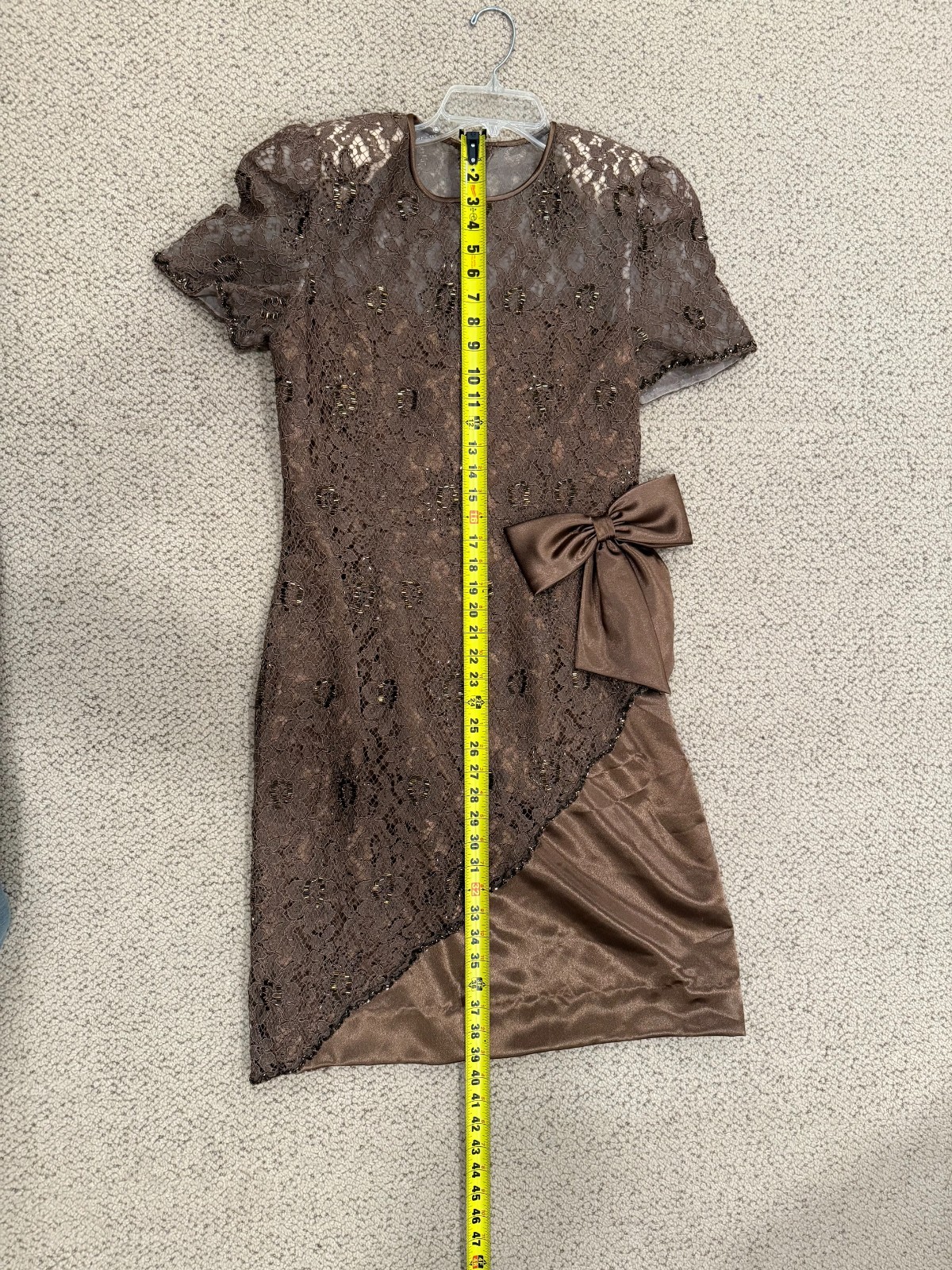Vintage FINE FEATHERS 90’s Chocolate Dress Lace and Beaded