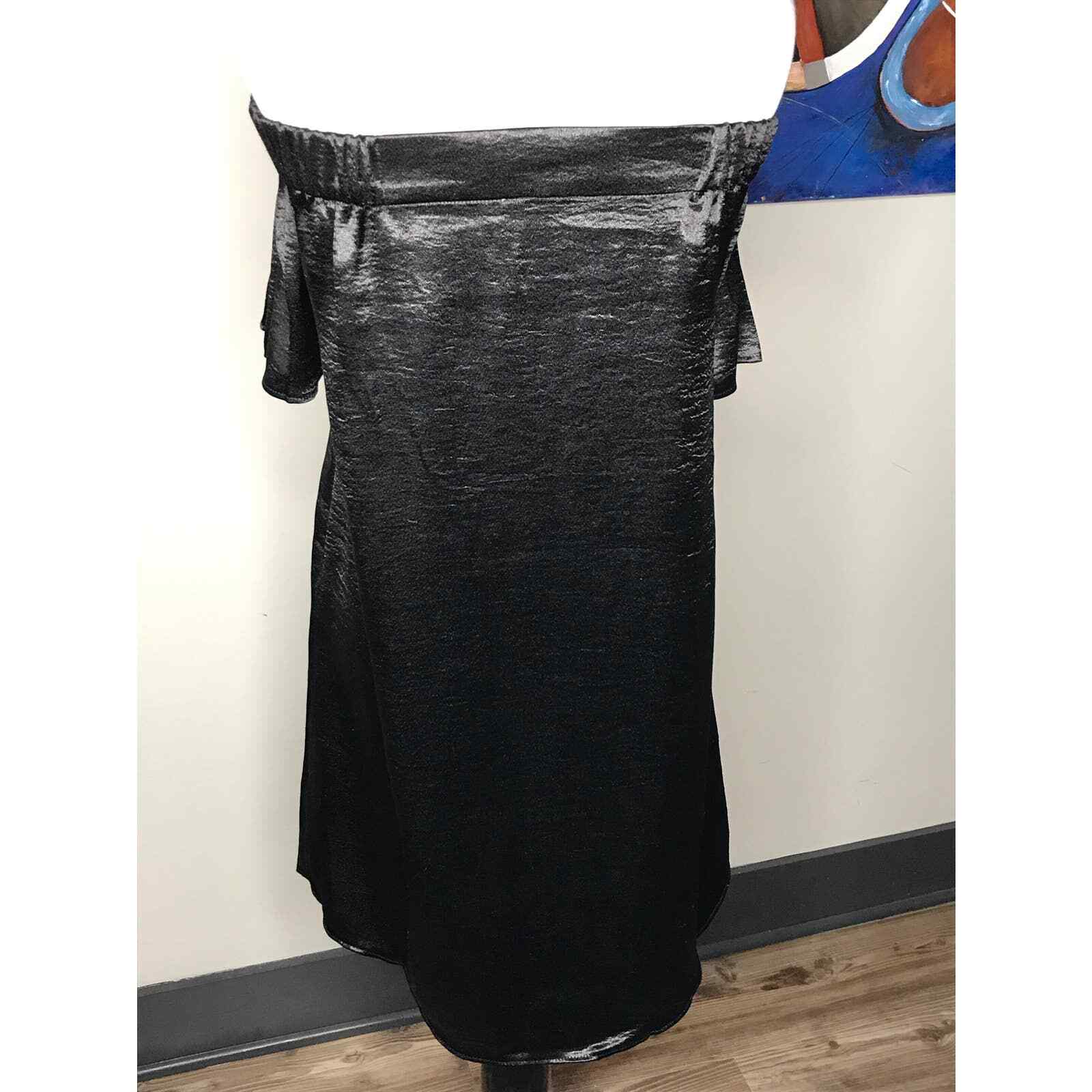 Black Cocktail Dress Off Shoulder Silky Dress Alythea Womens Sz Sm