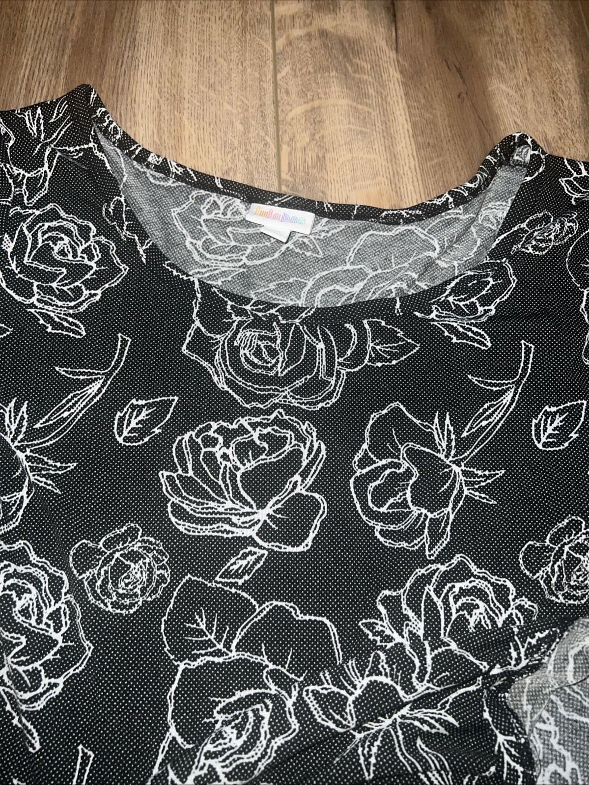 Lularoe Nicole Dress Black White Dots Tattoo Roses 2XL 22/24 20/22 2X Vintage ❤️