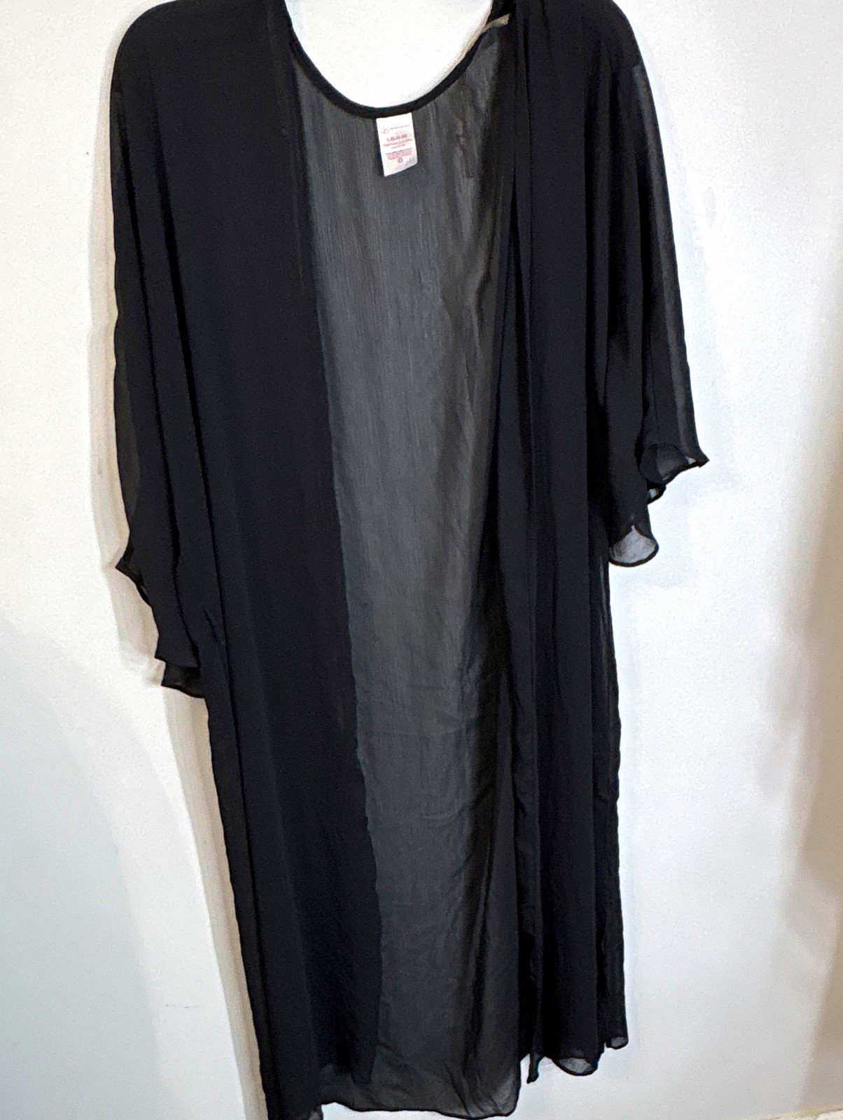 No Boundaries Women’s Black Chiffon Mesh Rope 3/4 Sleeve L-XL