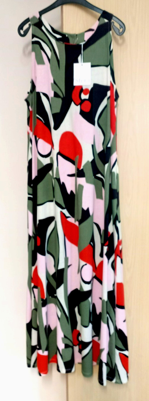 Sfera Full Length Summer Dress Red Khaki Pink Gorgeous Size 18/20 Womens BNWT