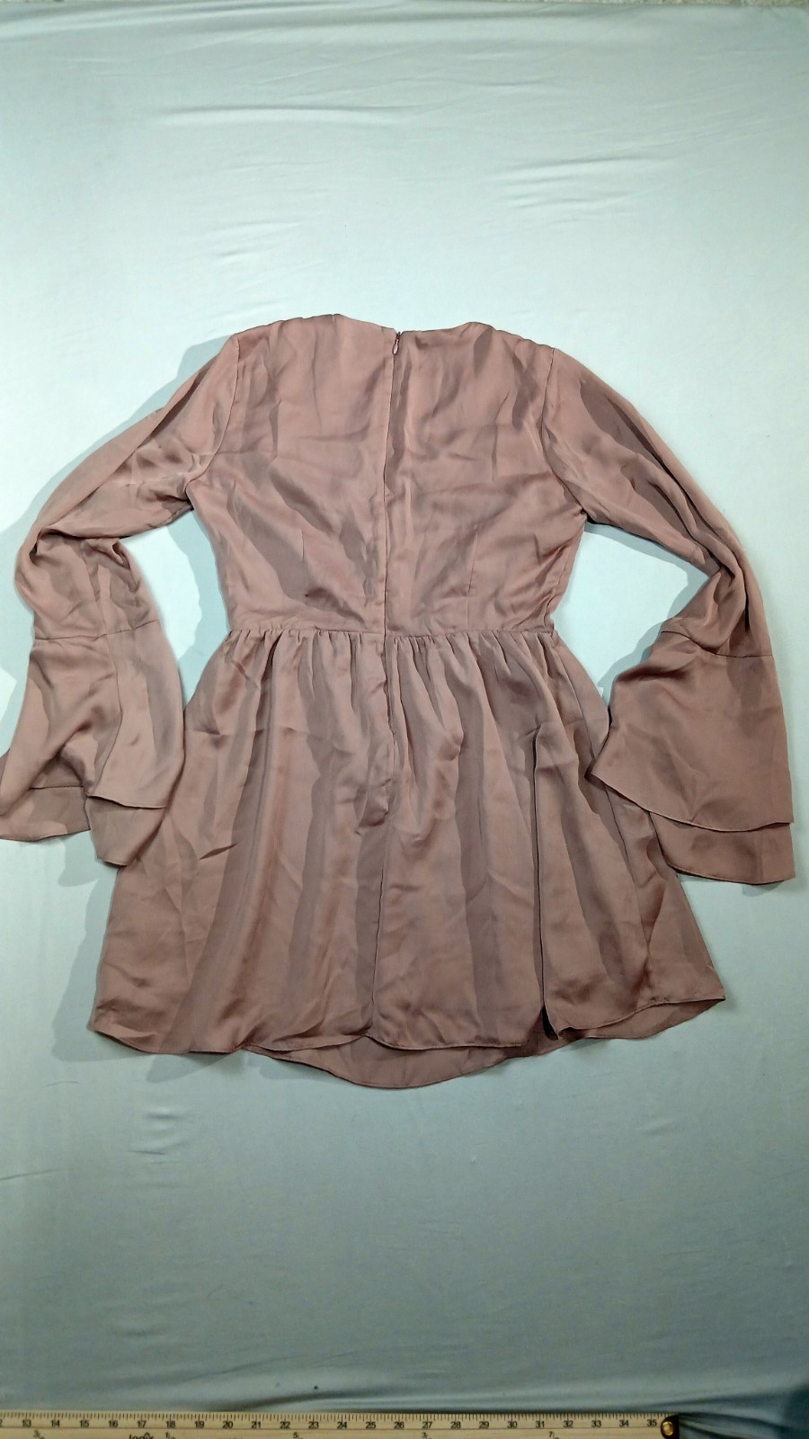 TOBI Lace Panel Bell Sleeve Mini Dress Womens M Mauve Blush Wedding Guest NWT