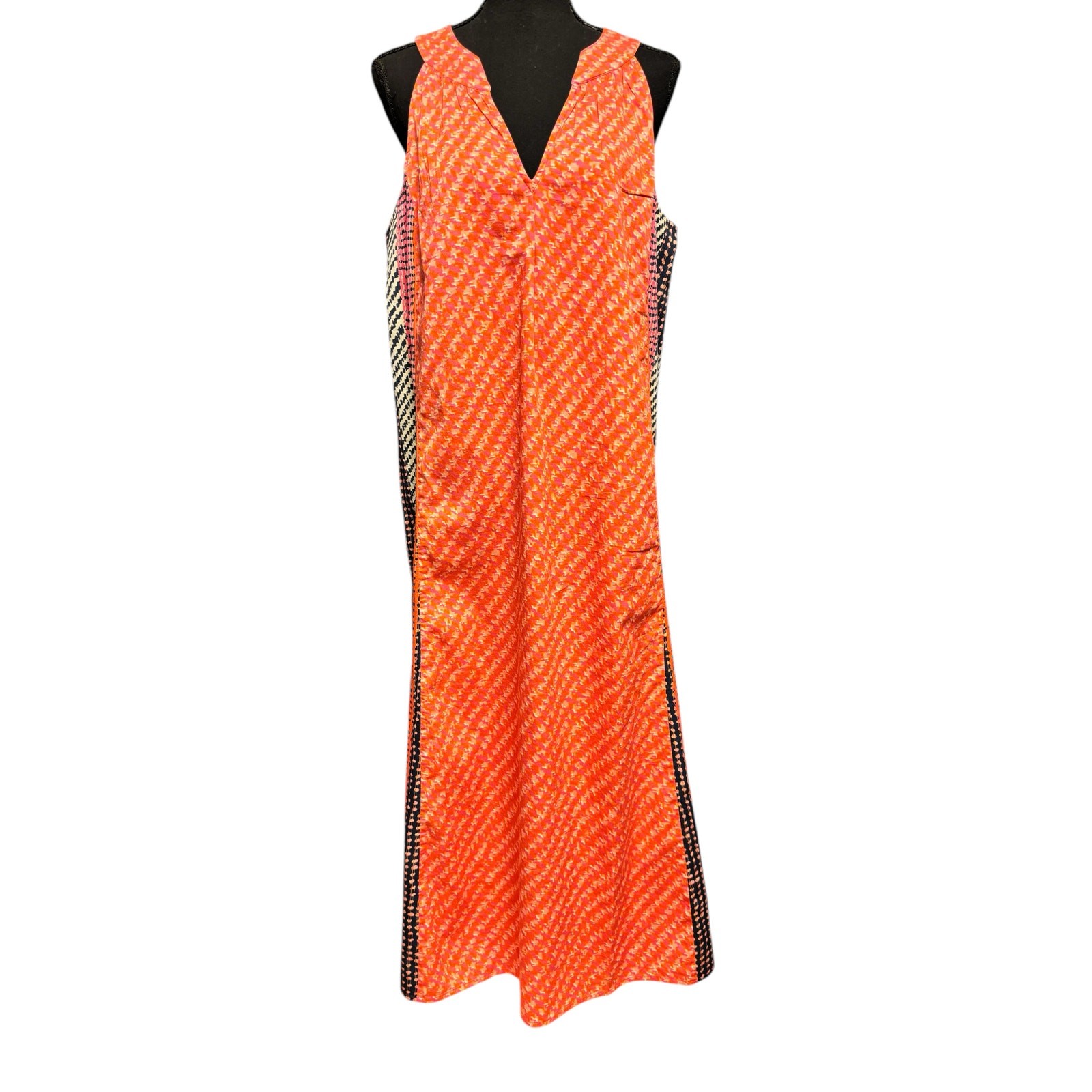 Nic + Zoe Spotty Stripes Sleeveless Midi Dress In Pink Multi Sz M Cotton Summer