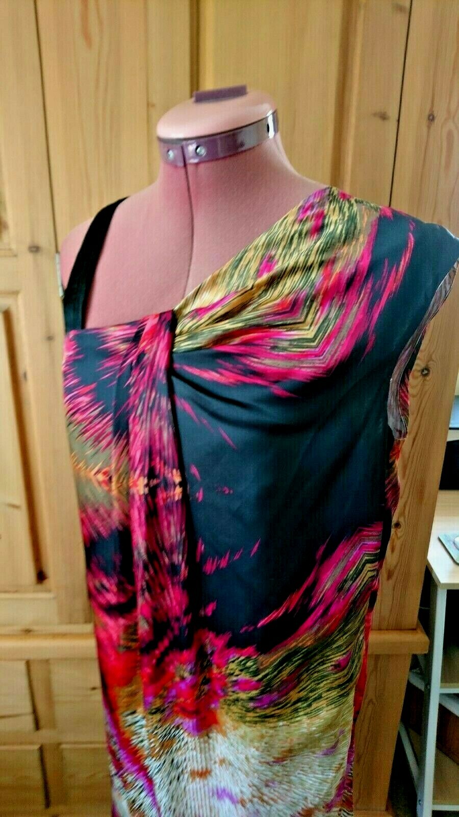 JASPER CONRAN-DESIGNER DRAPE & PLEAT DETAIL SHIFT DRESS-LINED-WORN ONCE-12.