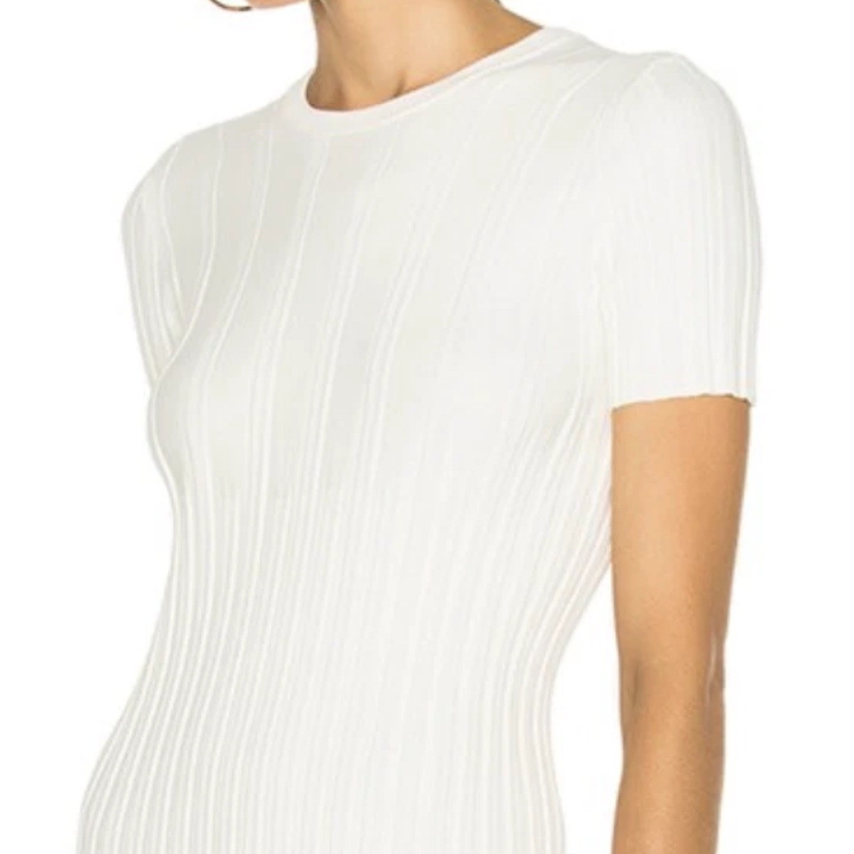 Helmut Lang White Ribbed Knit Keyhole Bodycon Midi Dress Baddie Minimalist XS
