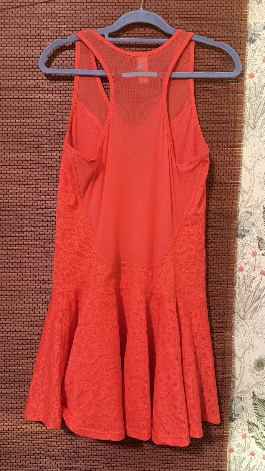 Stella McCartney X Adidas Floral Mesh Tennis Dress Tomato Red Size L