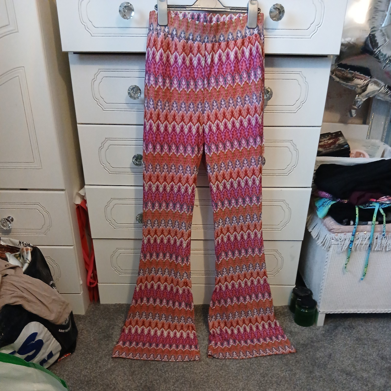 Pink multi trousers flared – 10