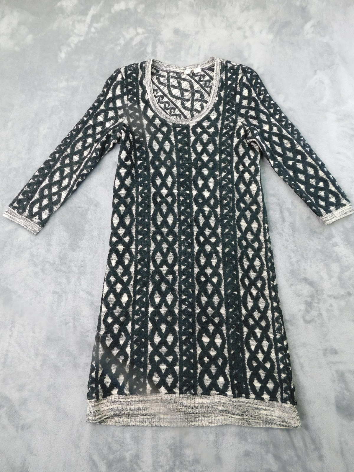 Anthropologie Moth Sweater Dress Womens XS Black White Knit Geometric