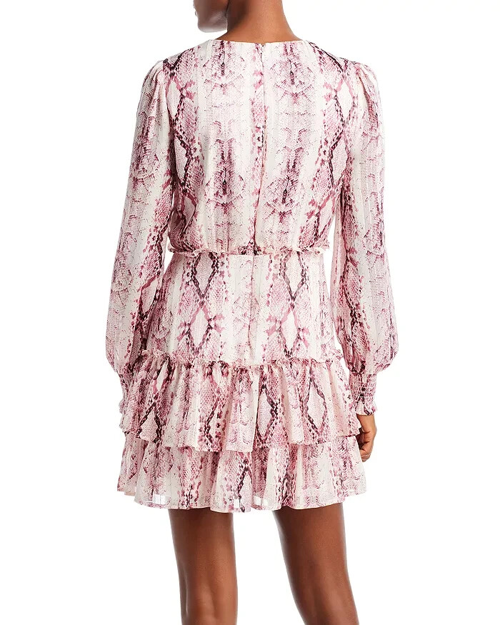 Aqua Pink Multi Metallic Stripe Snake Print Mini Dress L19303 Womens Size L