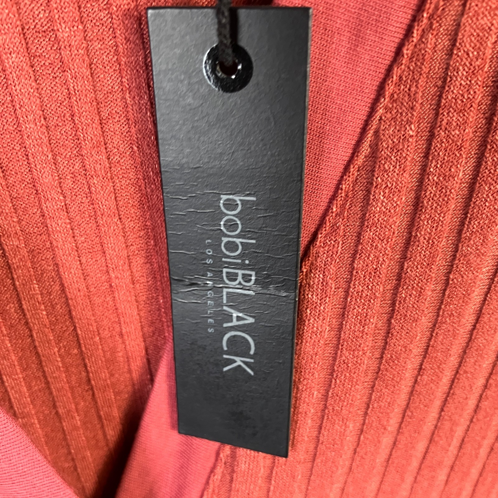 Bobi Black Los Angeles Ribbed Button-Front Midi Dress Women’s Size S Terracotta