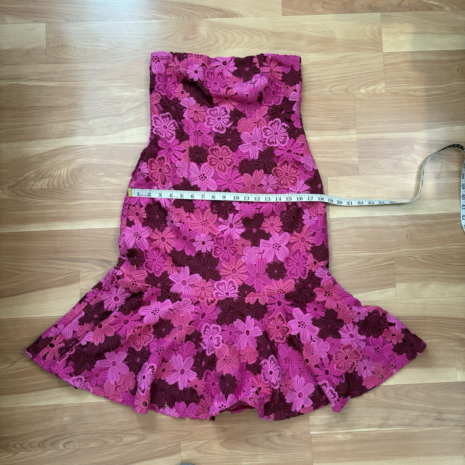 Alexia Admor Romantic Feminine Floral Lace Strapless Cocktail Dress Sz 8 Medium