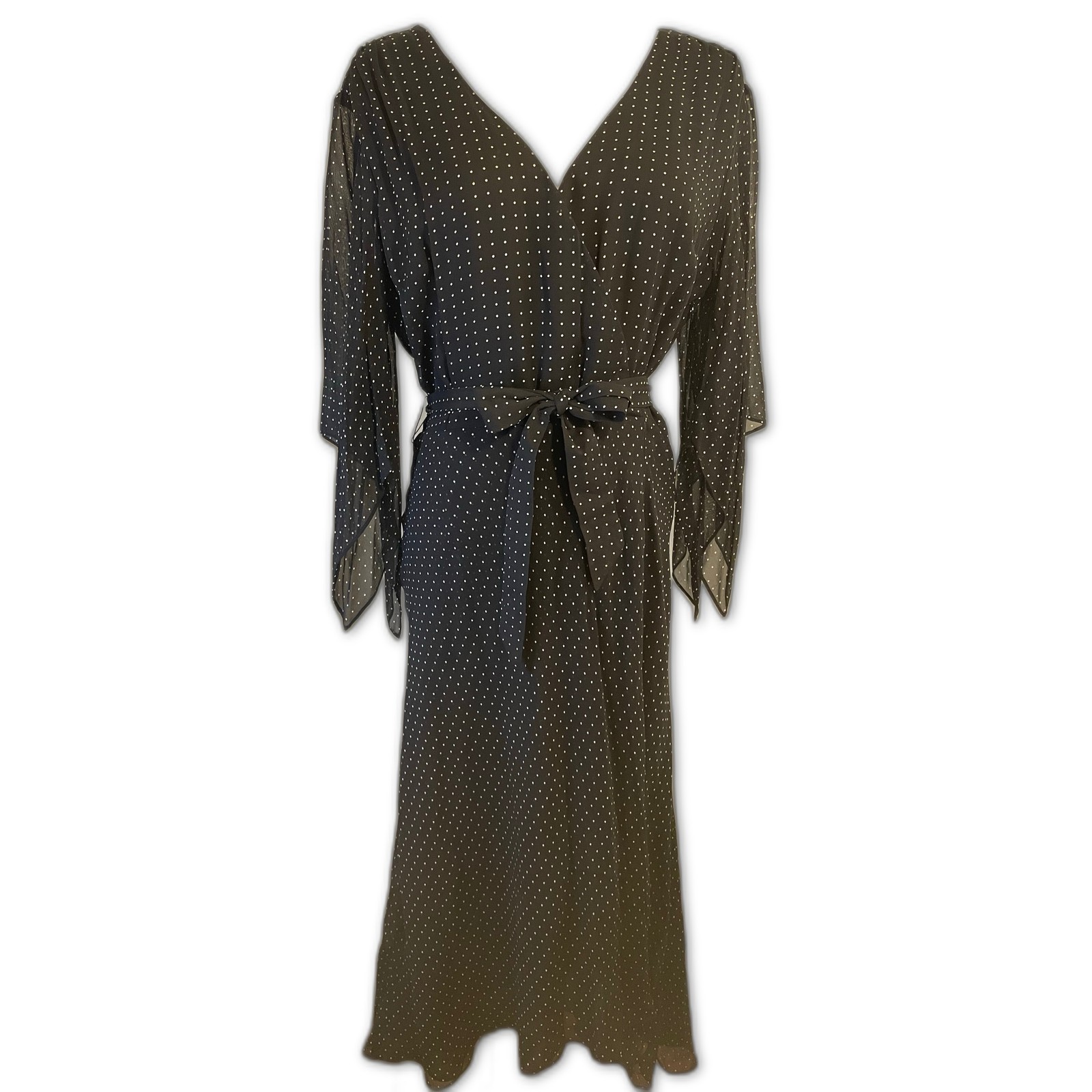 Charter Club Silk Midi Dress Womens 8 Black Polka Dot Excellent Vintage
