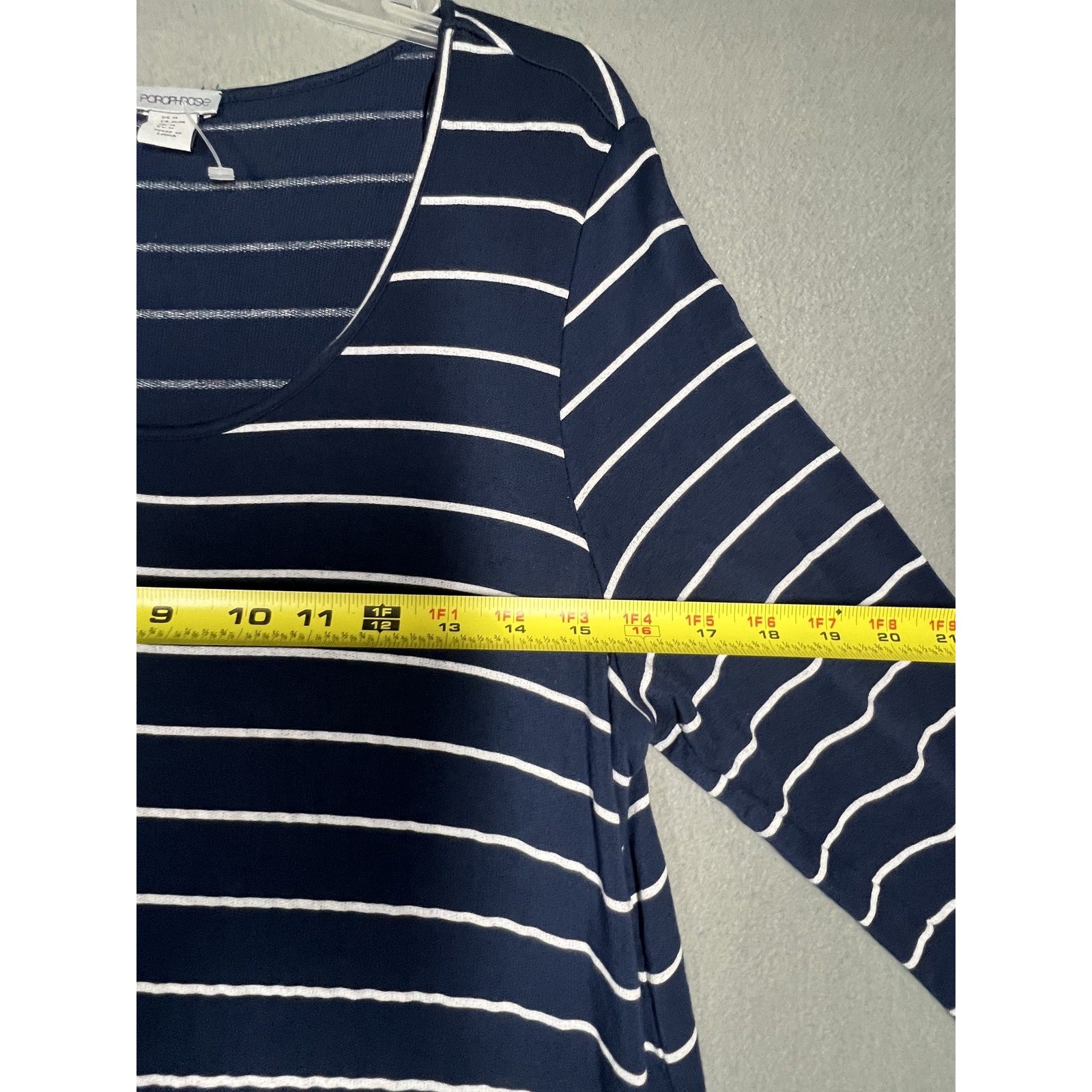 Paraphrase Women’s M Navy White Striped 3/4 Sleeve Scoop Neck Knit Dress