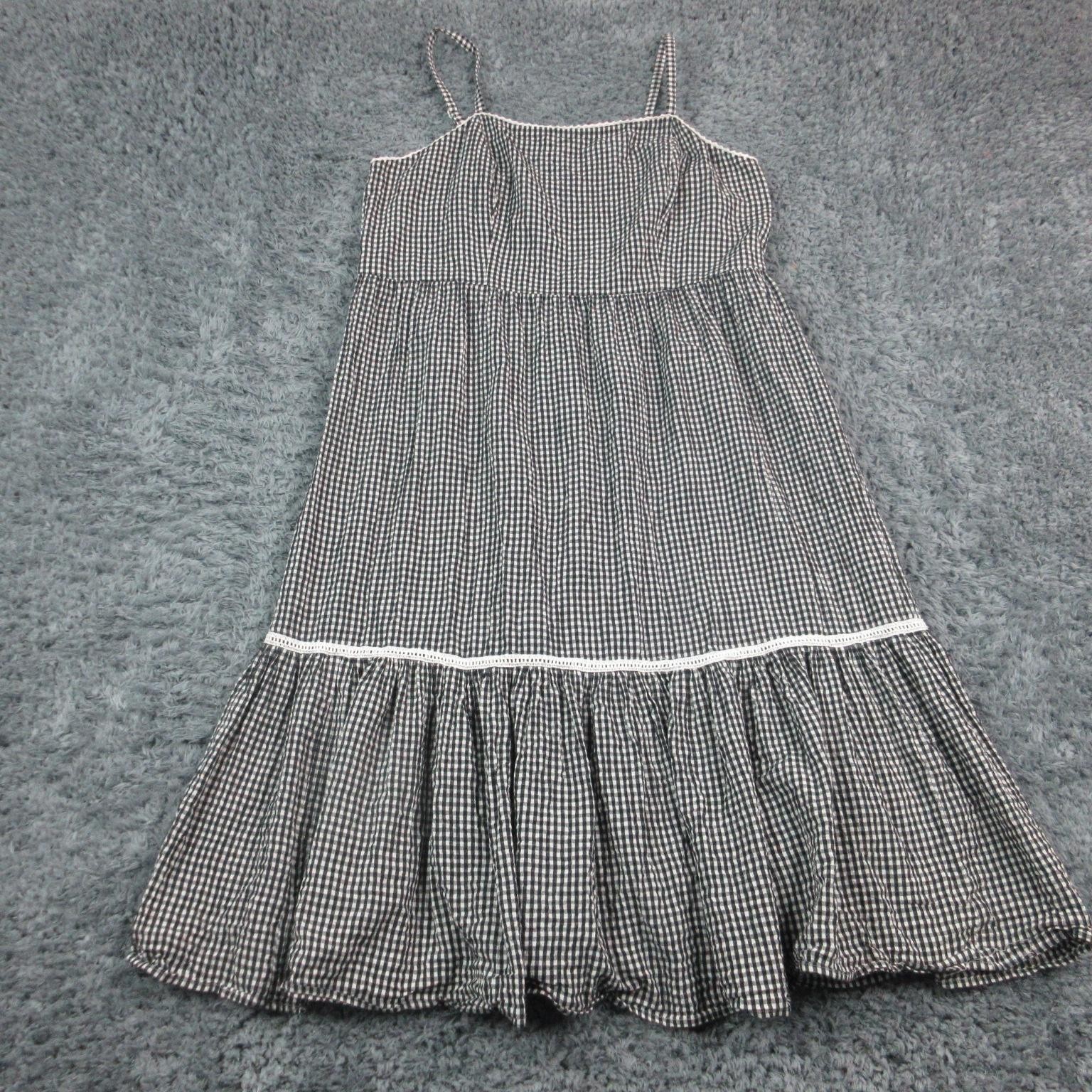 Lizzy Dress Womens 2X Black White Gingham Maxi Sundress Tiered Cotton Lined