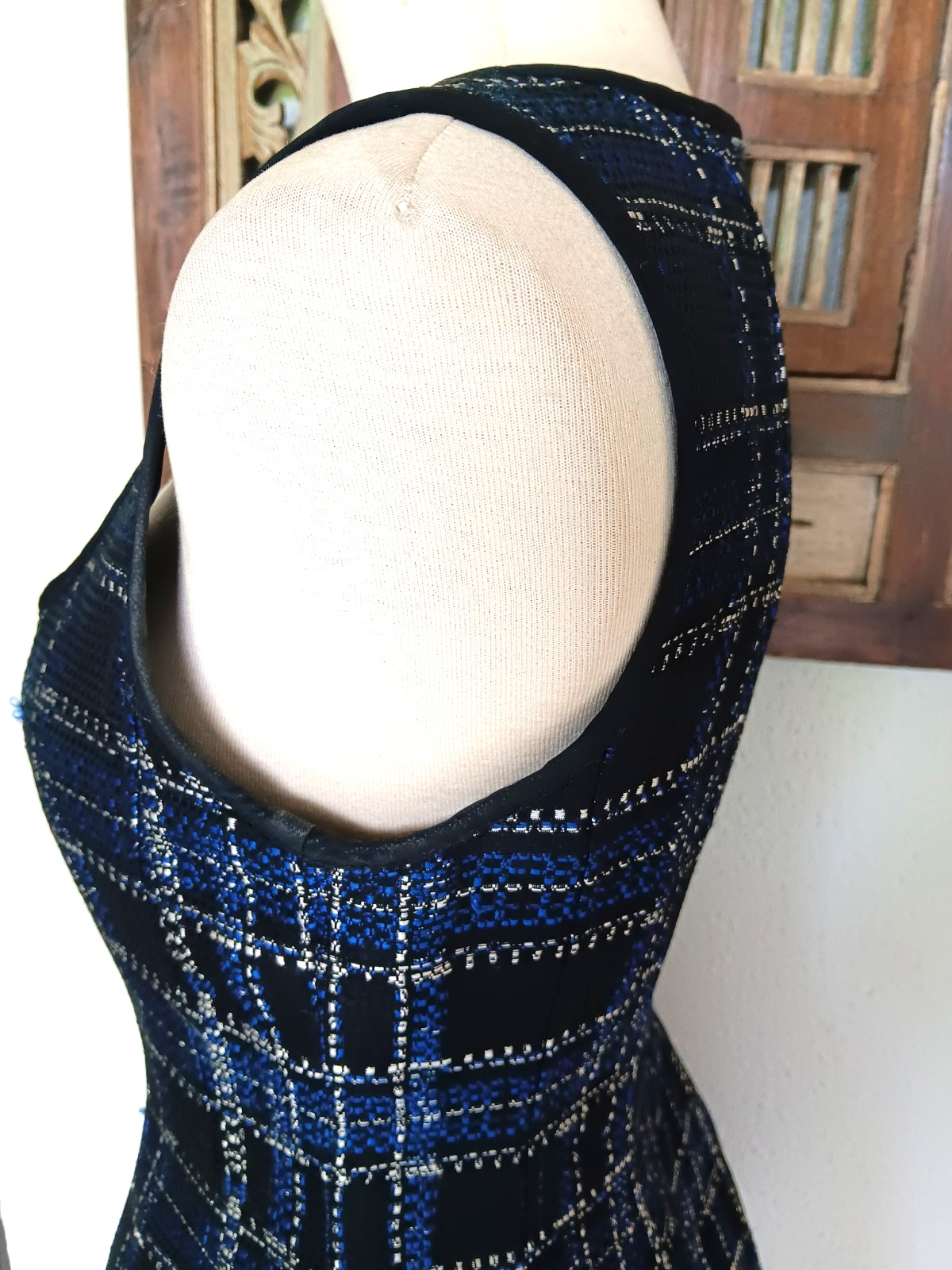 Nanette Lepore Made in NYC Blue Black & White Tweed Fit & Flare Dress Size 2