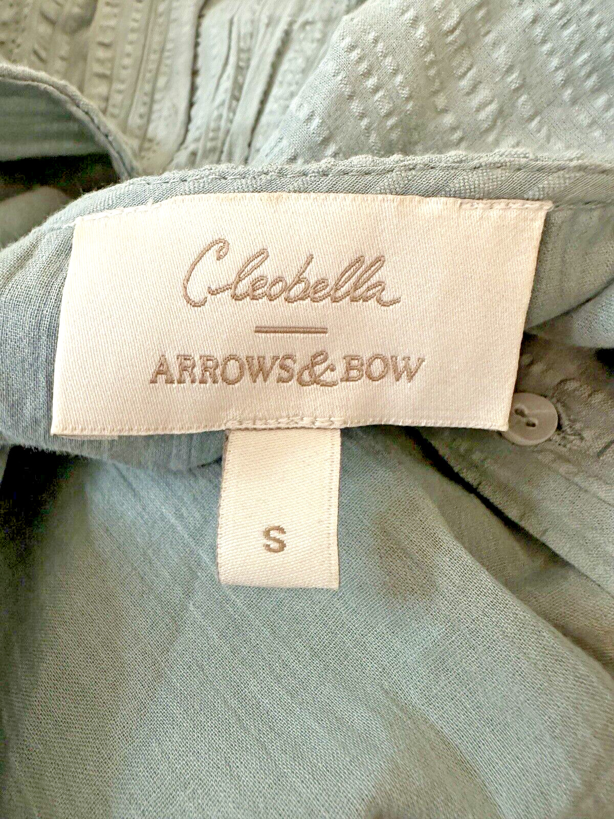 Arrows & Bow X Cleobella Organic Cotton Gauze Midi Dress Small Green Lagenlook