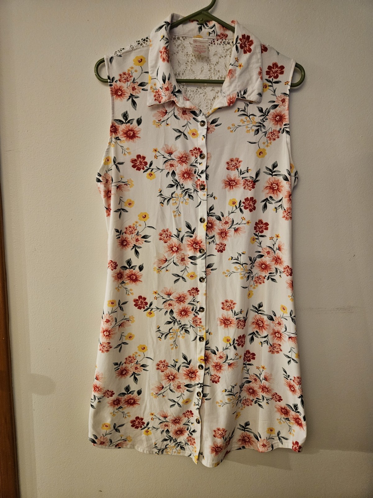 No Bounderies Button Up Pink Floral Lace Cutaway Back Dress Pre-own Sz XL 15/17