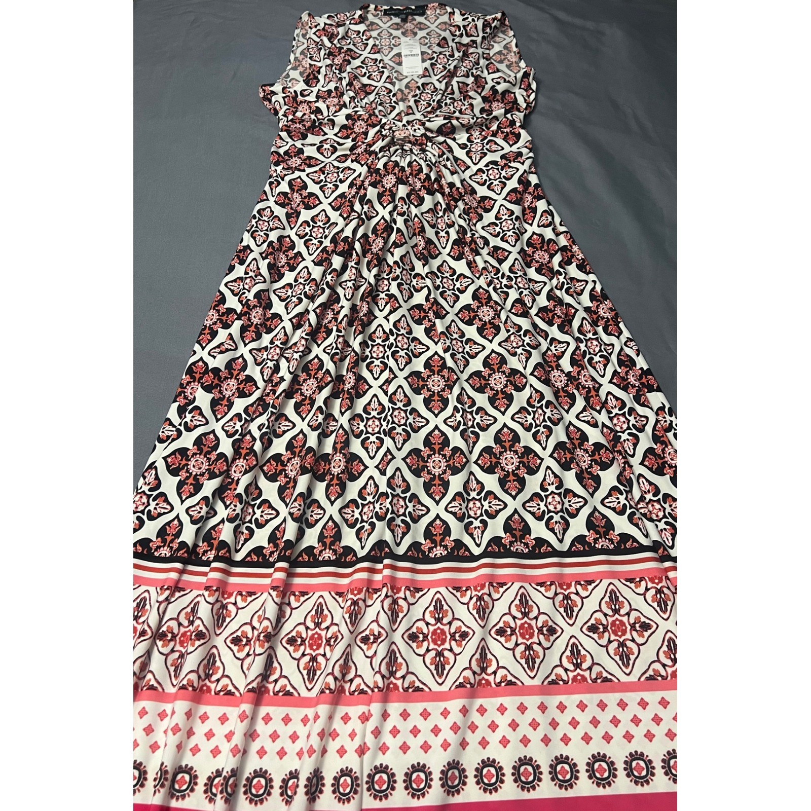 NWT White House Black Market Twist Front Maxi Dress M Pink Black $140 WHBM