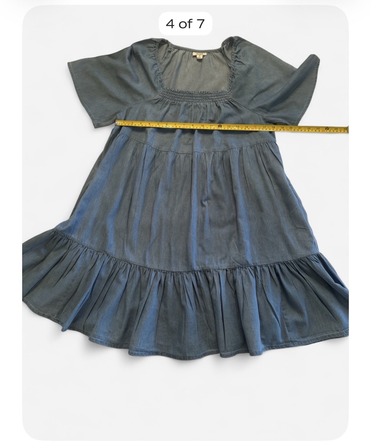 a.n.a. Lightweight Chambray Tiered Mini Dress | Size M | Excellent Condition