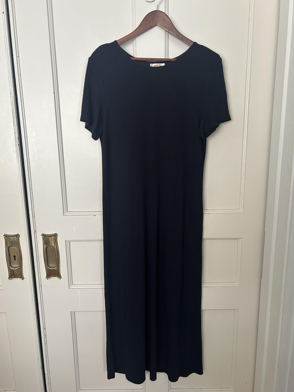 Vintage 90s Talbots Stretch Maxi Dress Womens Size Large Blue Classic USA
