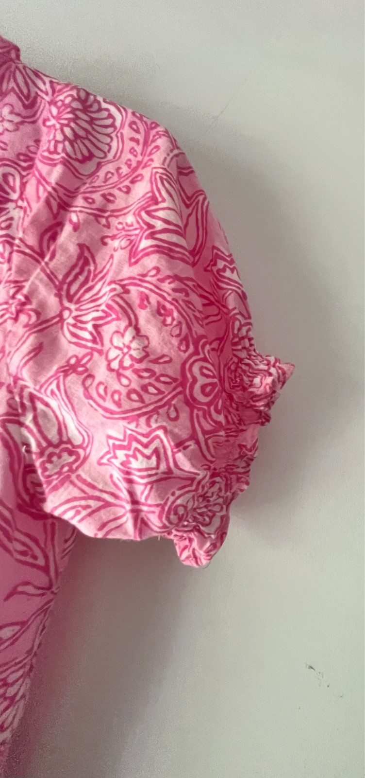 Preppy Girl Palm Beach Pink & White Ruffle Lined Cotton Dress, Size: XS
