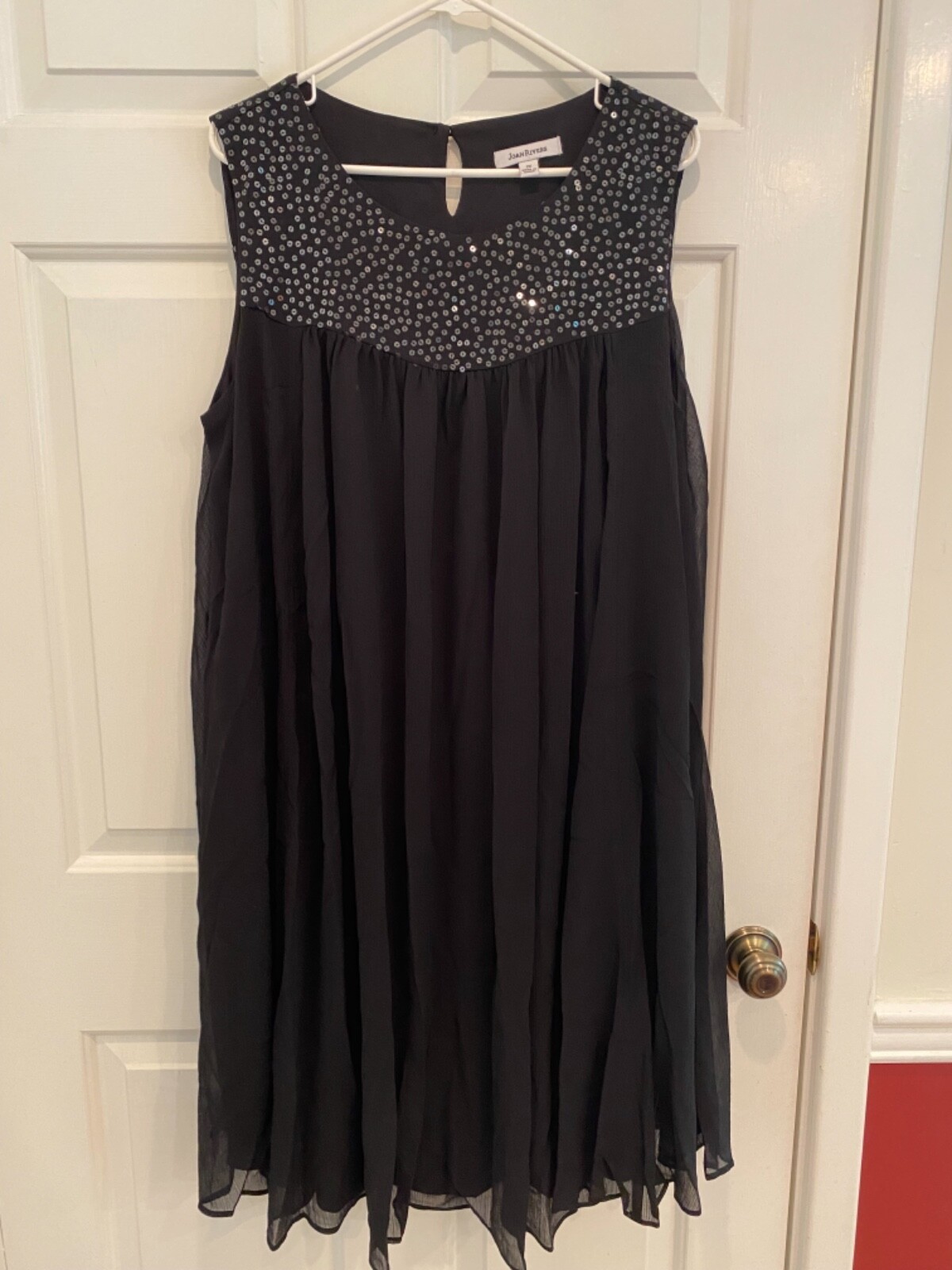 JOAN RIVERS Embellished Neckline Pleated Dress BLACK 2X