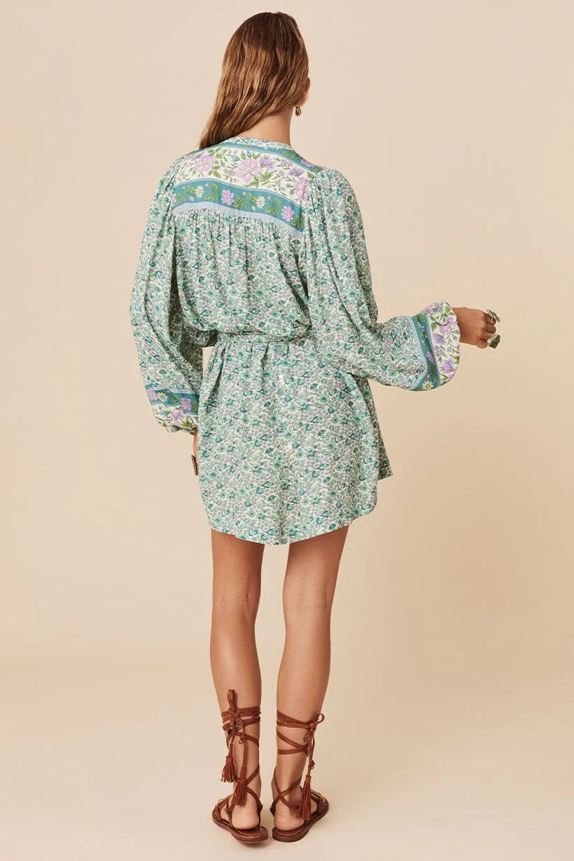 Spell & The Gypsy ~ Sienna Tunic Jade Mini Dress + Waist Tie XXL 14 16 18