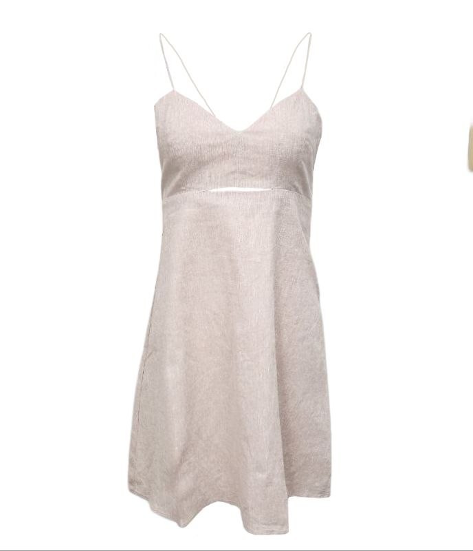 HoodLamb Women’s Khaki Babydoll A-Line Hemp Dress 420 NWT