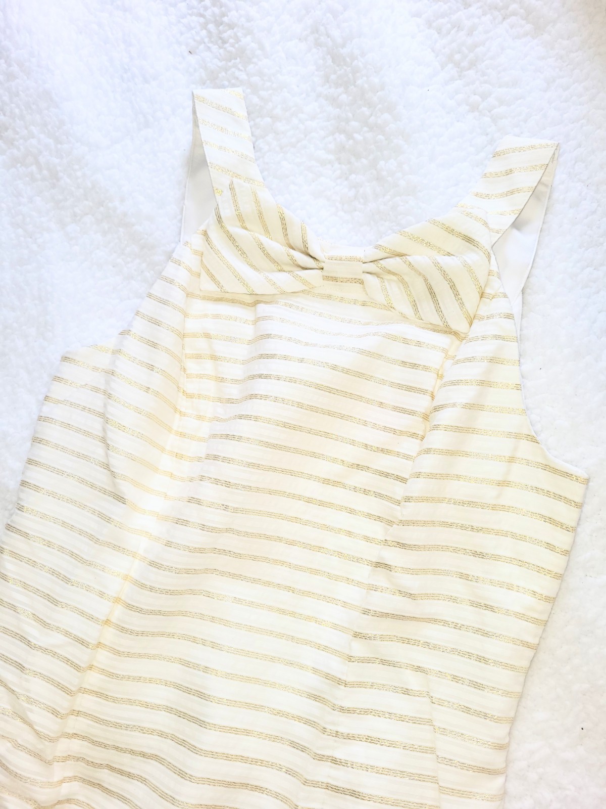 NWOT Lilly Pulitzer Henley Metallic Gold & Ivory White Sheath Dress Size 4