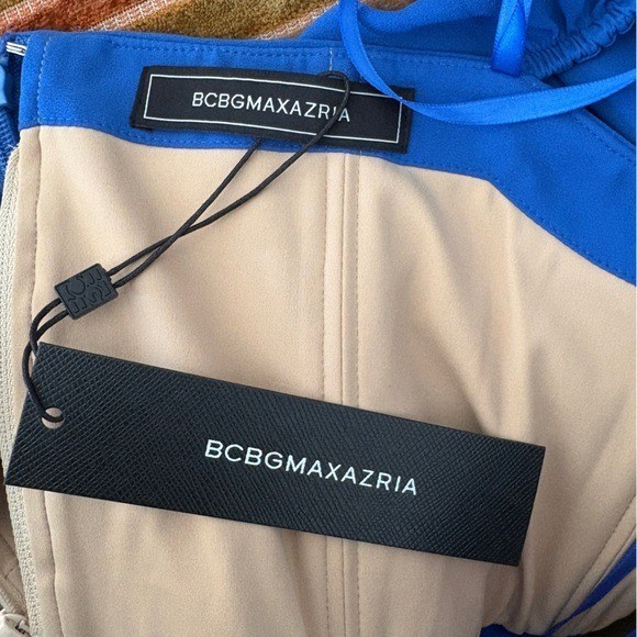 $348 NWT BCBGMaxAzria Drape Detail Mini Dress in Larkspur Blue Sz 4