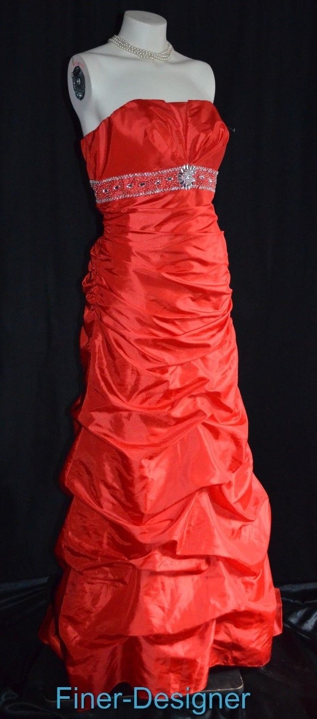 Betsy & Adam bead Embellished QUINCEANERA DRESS pull up gown train prom 12 L NEW