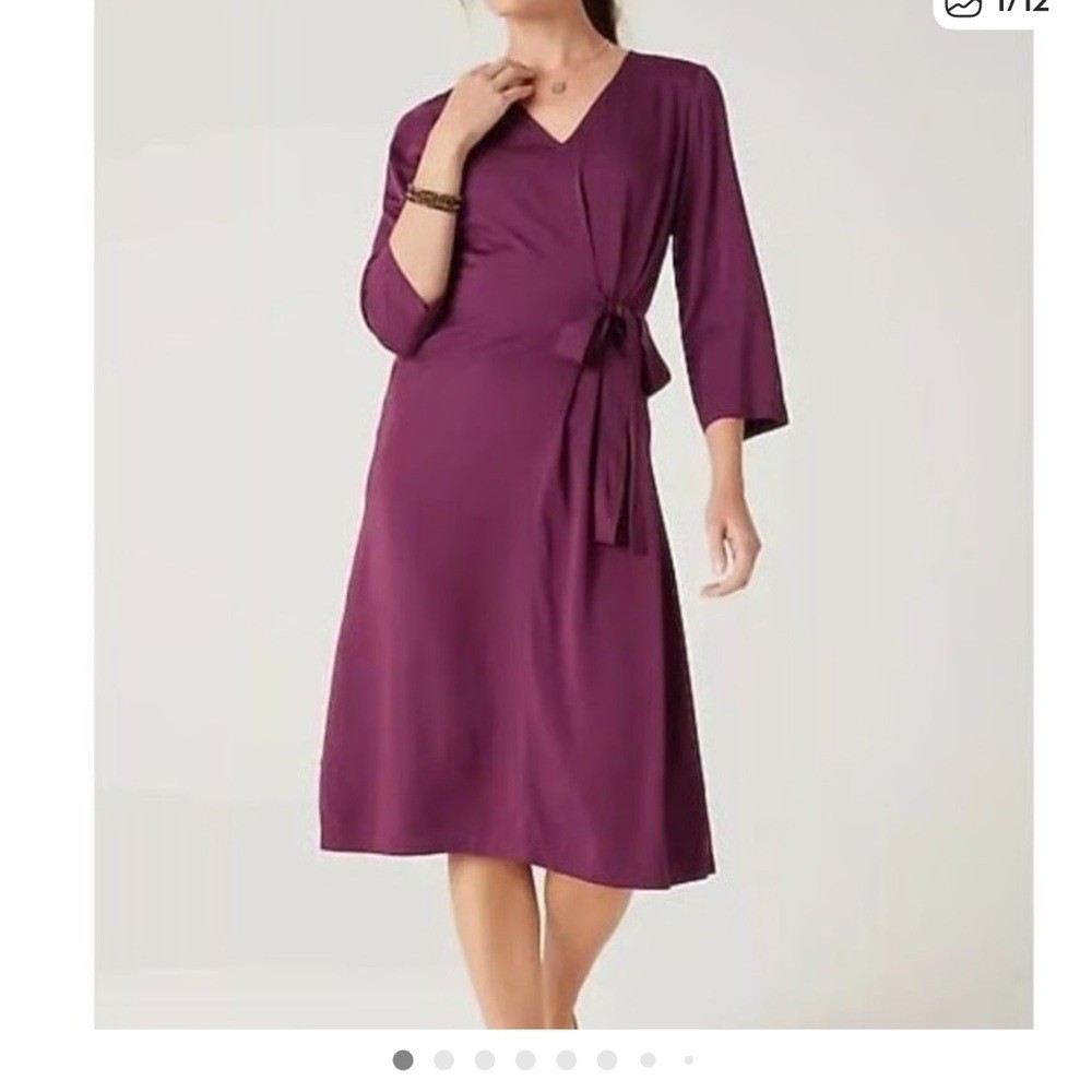 Pure J. Jill Wild Berry V-neck wrap dress made from 100% Lenzing ECOVERO Viscose