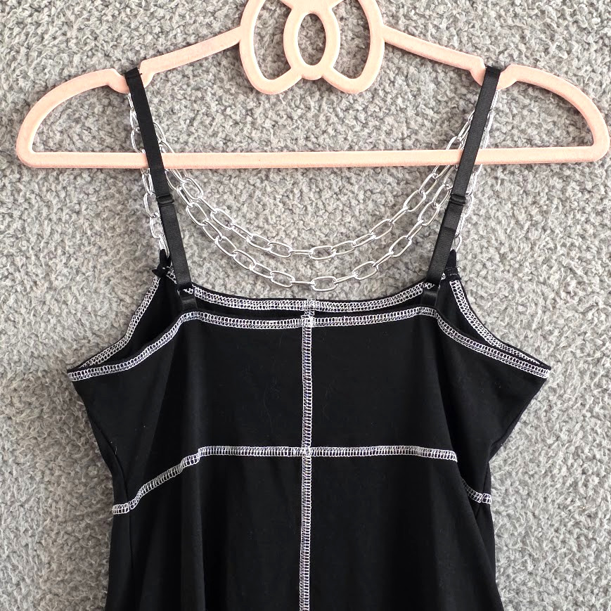 Dolls Kill Current Mood ALine Mini Dress Small Black Chain Hardware Straps