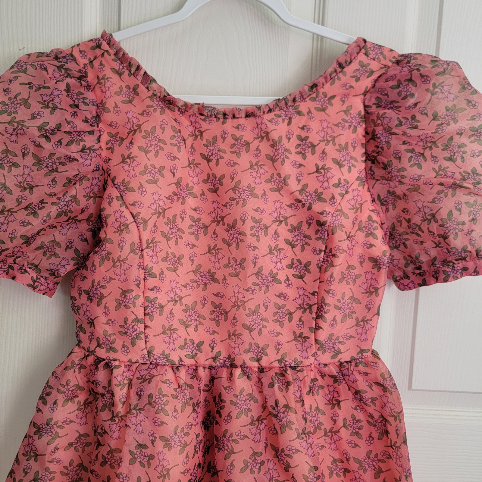 NWT Lost + Wander Pink Floral Venus Rising Mini Dress Babydoll Puff Sleeves Med