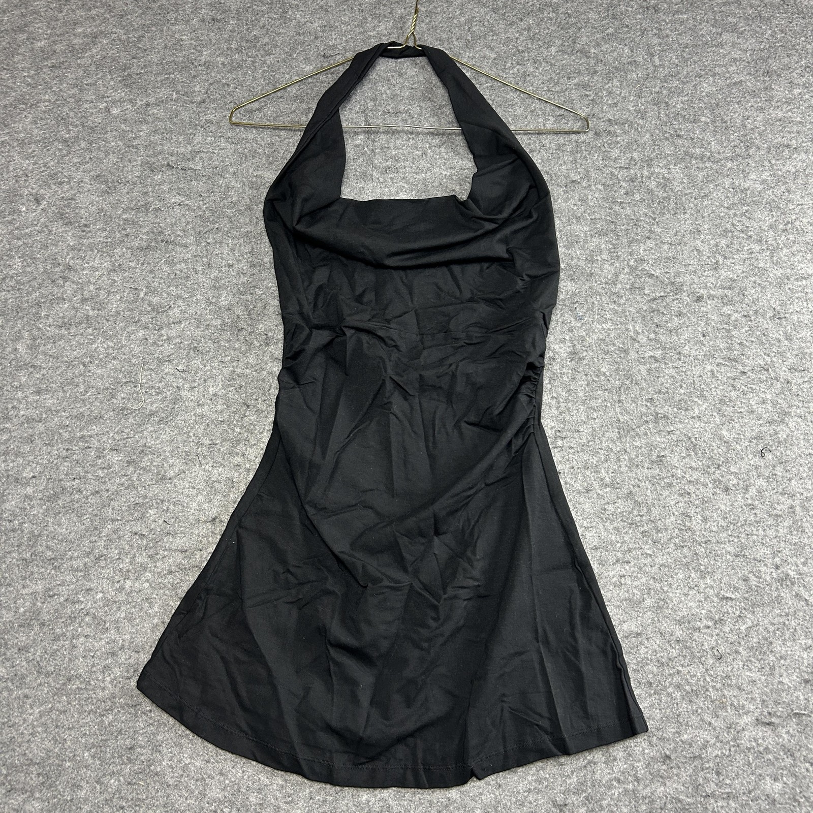 Motel Dress Womens Small Black Pramita Plunge Mini Halter Party Flare Viscose
