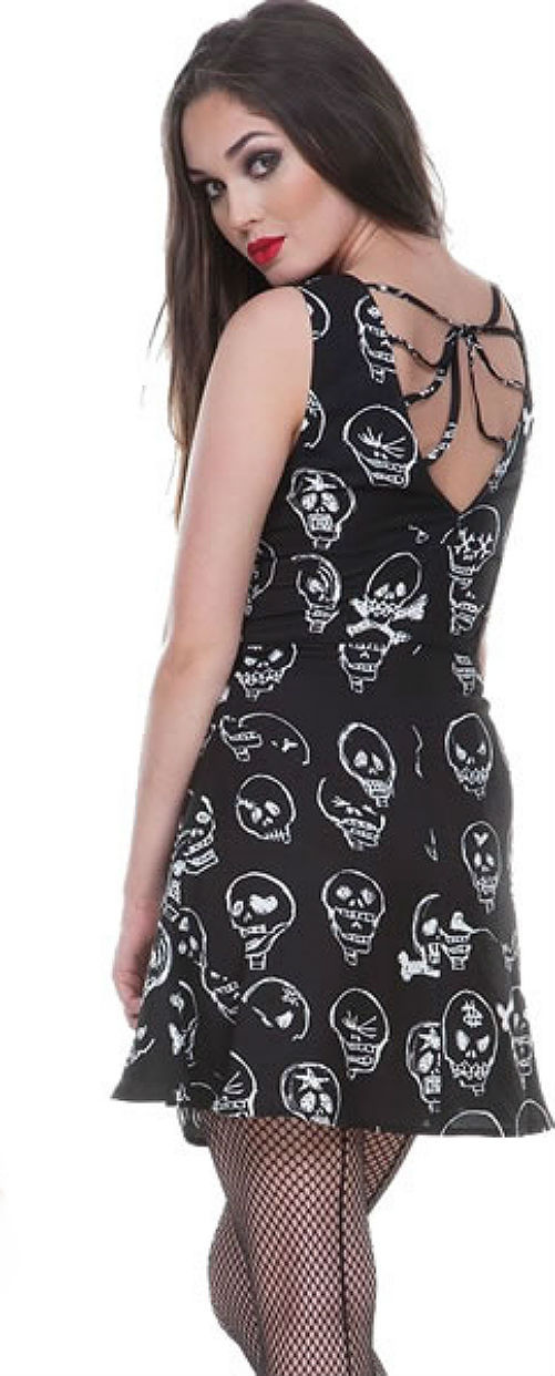 VOODOO VIXEN SKULL ROCKABILLY PSYCHOBILLY RETRO TATTOO 50’S SKATER DRESS DRA8064