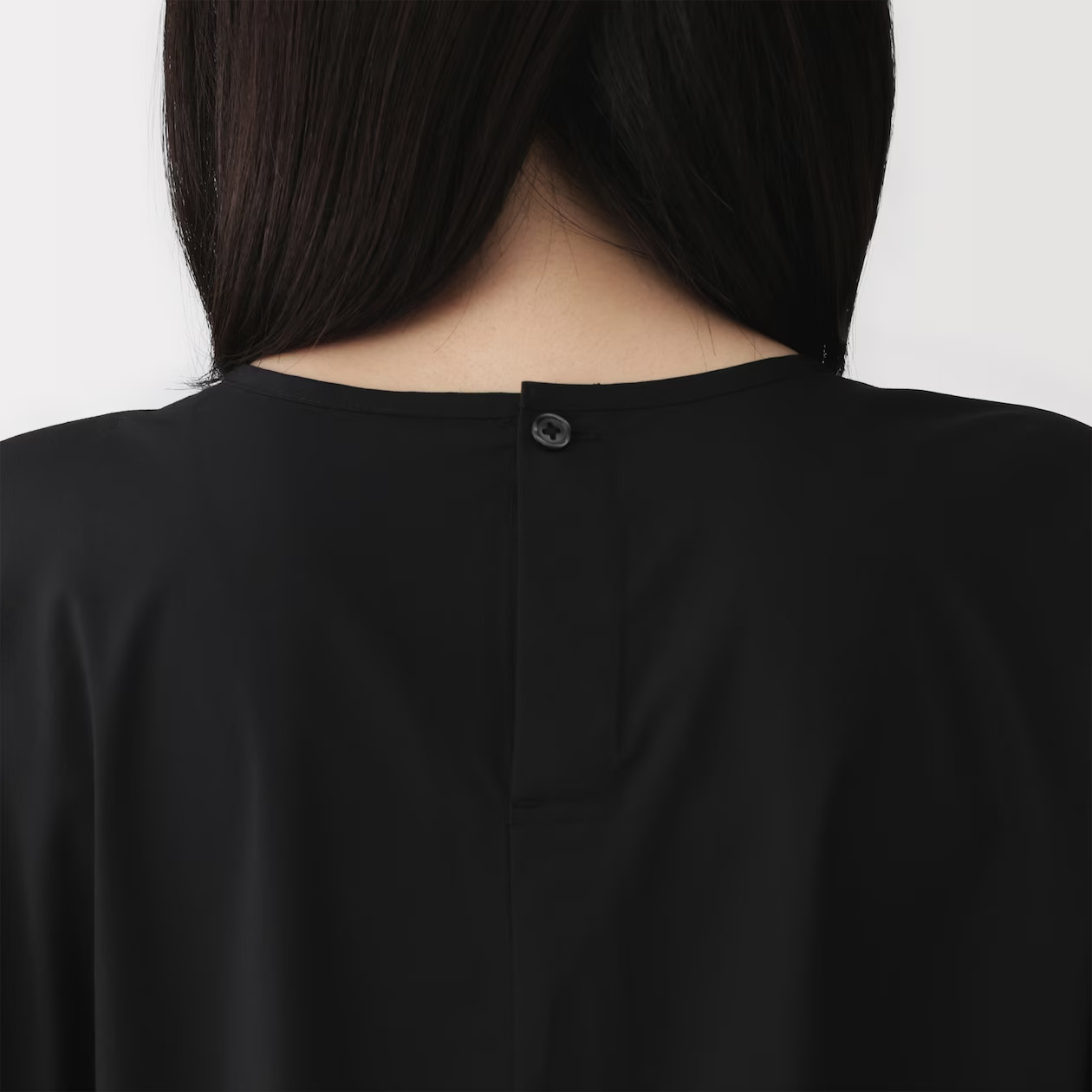 MUJI Womens Light Broadcloth Pullover Dress Black FedEx