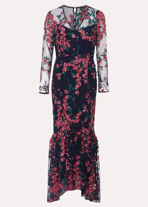 PHASE EIGHT TRISHA EMBROIDERED DRESS SLEEVES ALTERED TO ELBOW LENGTH SIZE 14