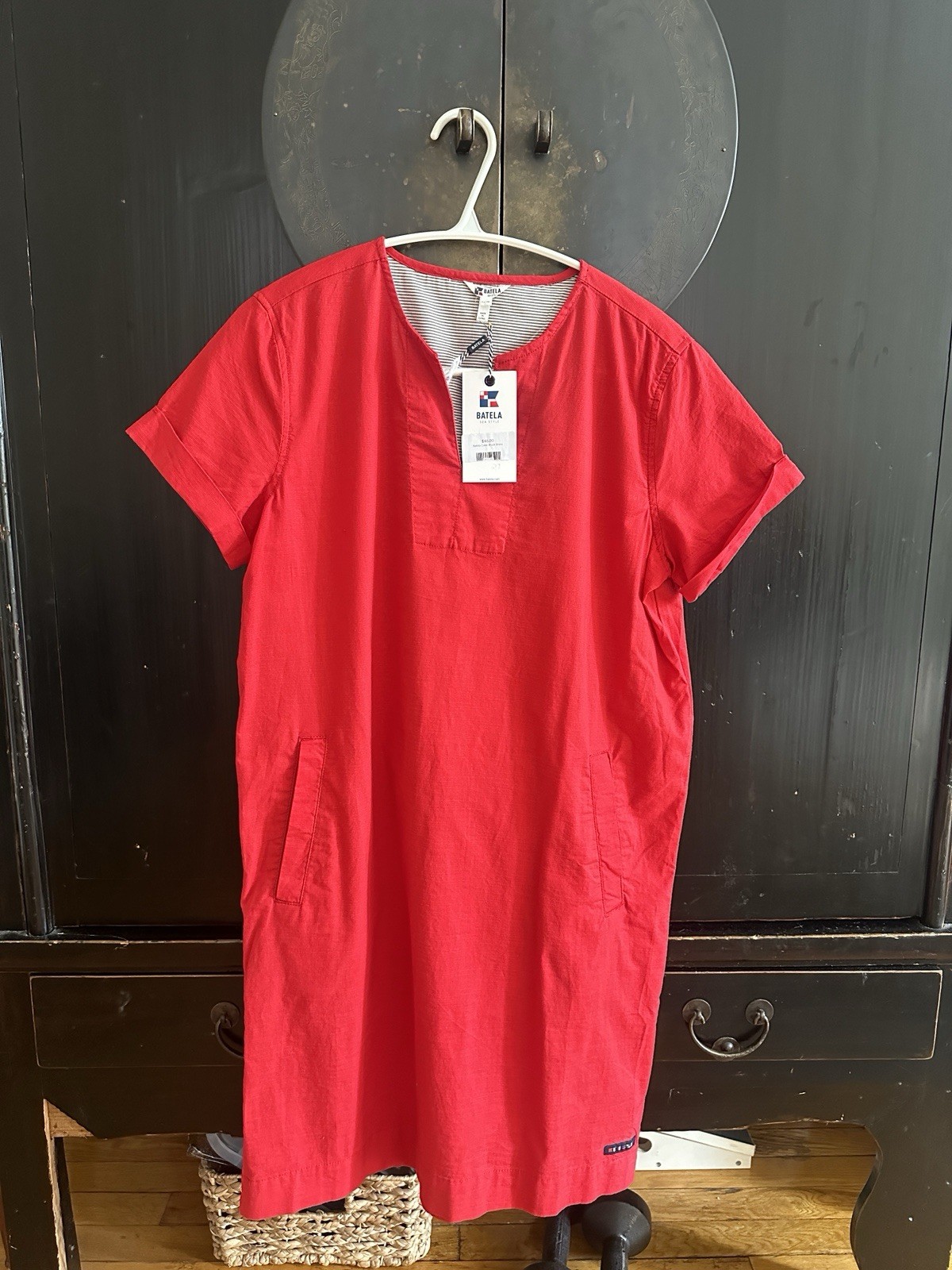 Batela NWT Red Short Sleeve Shift Tunic Dress Women’s Size 4 Sm Nautical Coastal