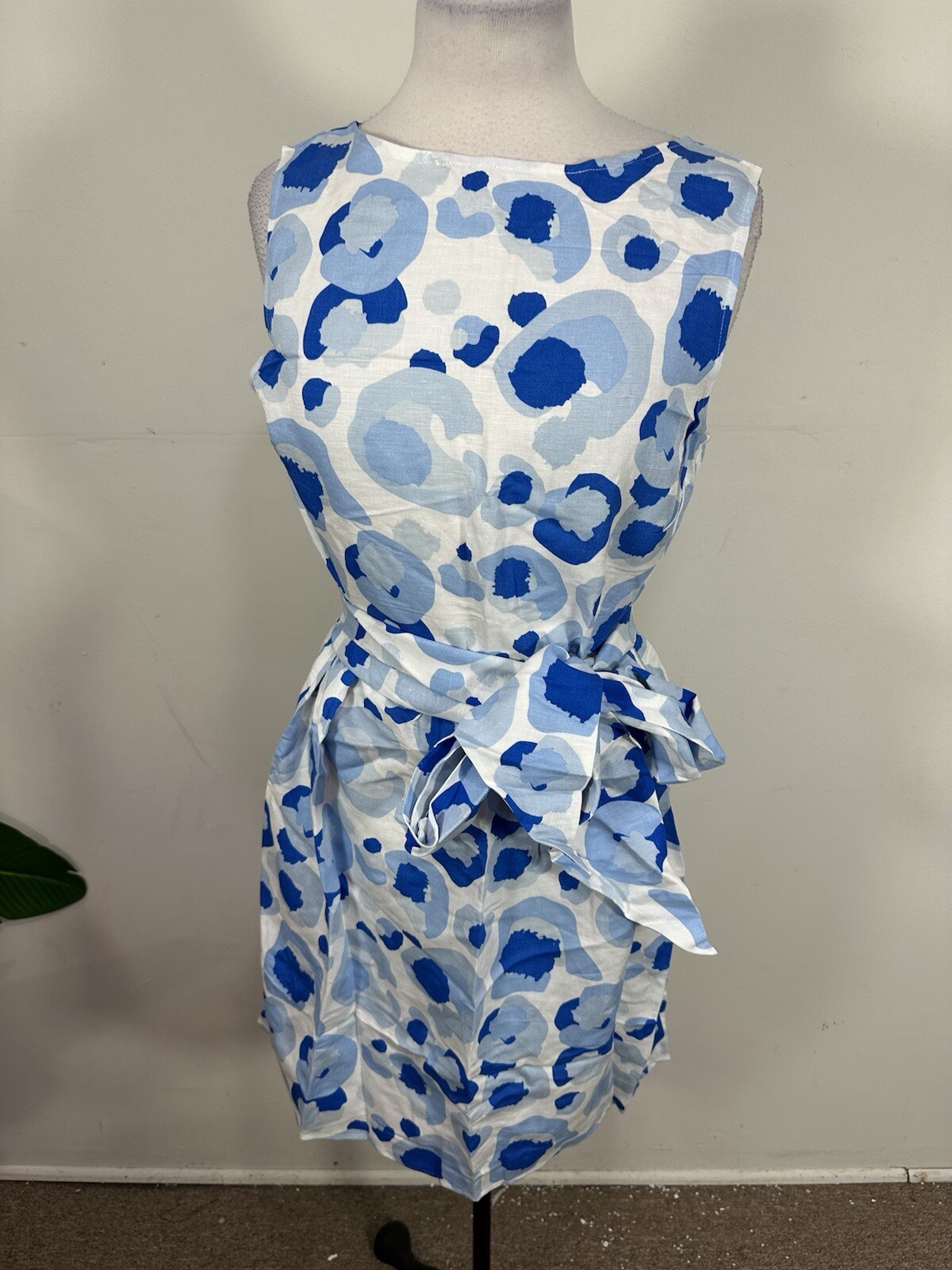 Emily McCarthy Women’s Spot Cheetah Blue Dress Size M