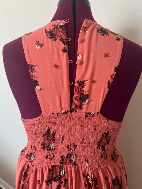 TORRID Rust Floral Print Smocked Challis Midi Summer Dress Size 1 S/M NEW