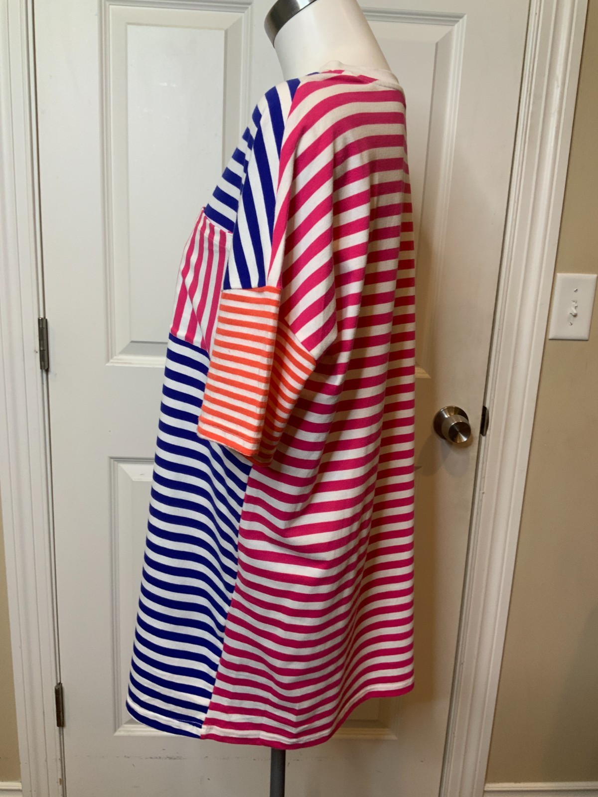 Solid & Striped Jourdan T-Shirt Dress Pink Blue White Striped NWT $128, Size S