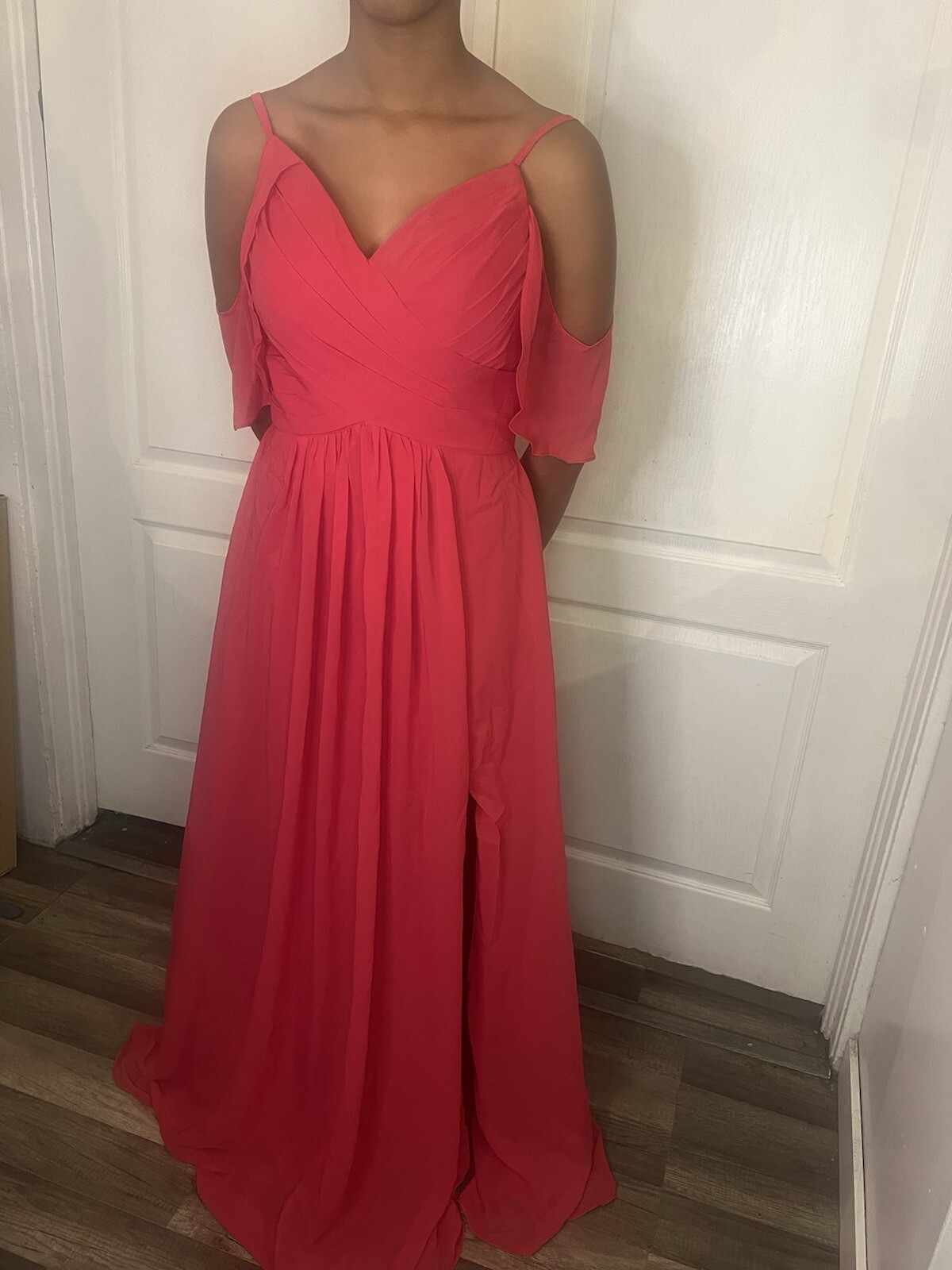 RYANTH Bridesmaid Dresses Women Formal Evening Orange Satin V Neck Size 10 NWT