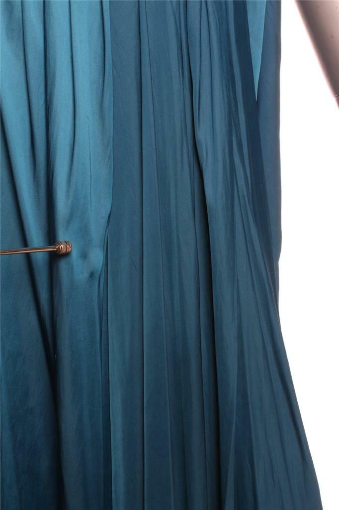 CEDRIC CHARLIER Womens Blue Wrap Draped V-Neck Sleeveless Long Maxi Dress US4 S