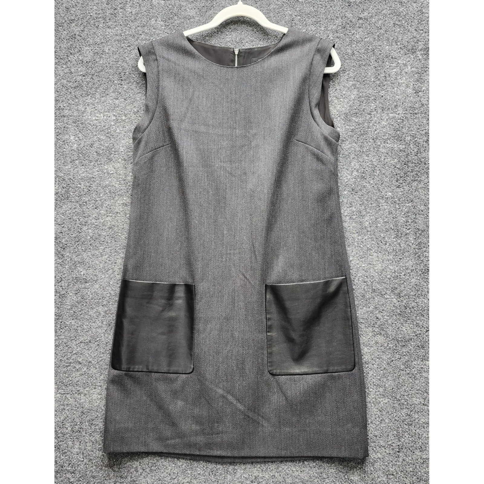 J.Crew Wool Blend Faux Leather Pocket Shift Sheath Dress Career Size 8