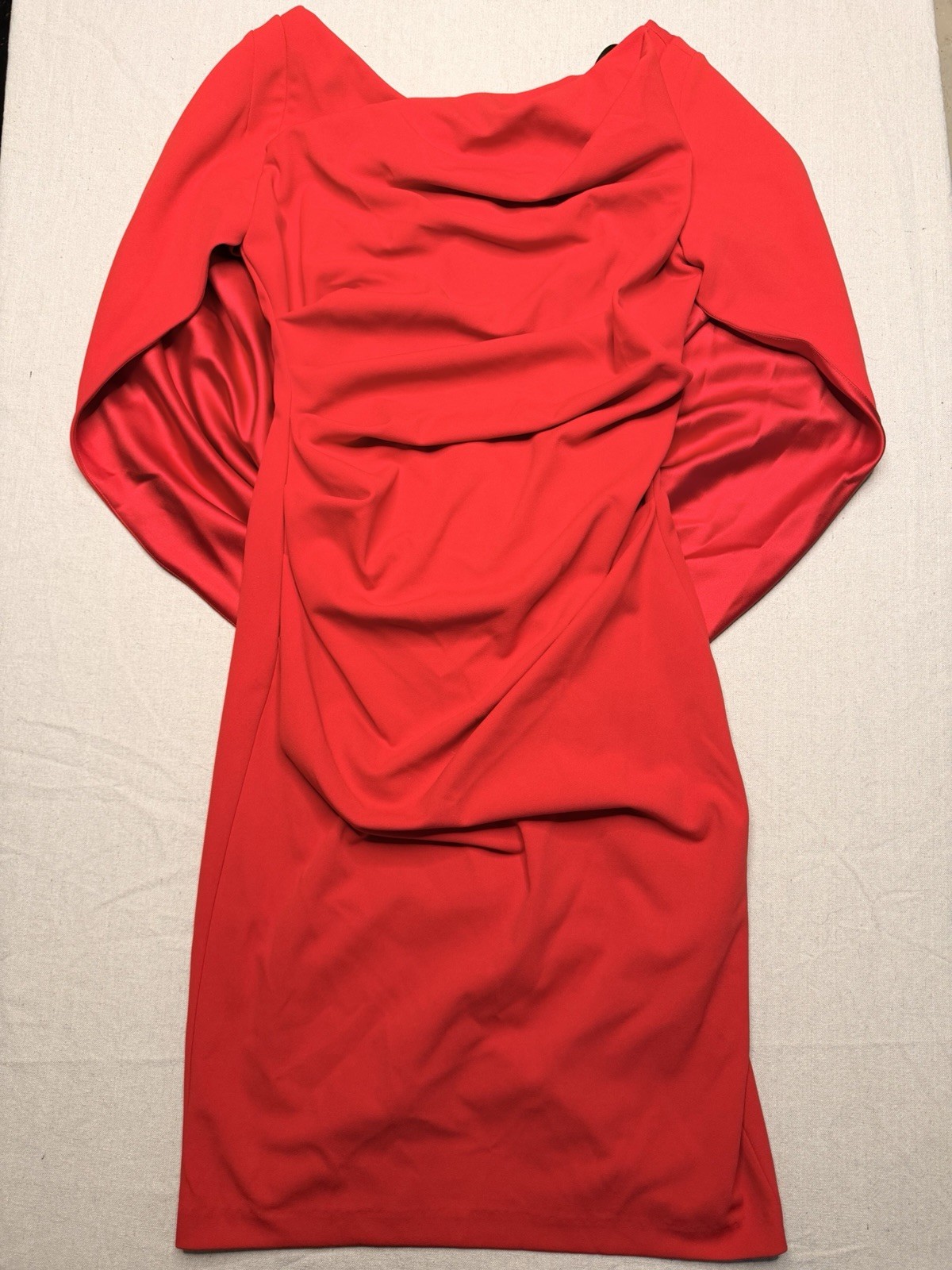 Betsy Adam’s Dress W/ Tags – Size 6 Red – sleeves Connect – Retail $199 -SKU#03